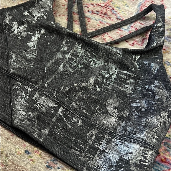 Lululemon size 10 Women's Gray Strappy Sports Bra energy bra metallic black - Picture 2 of 5